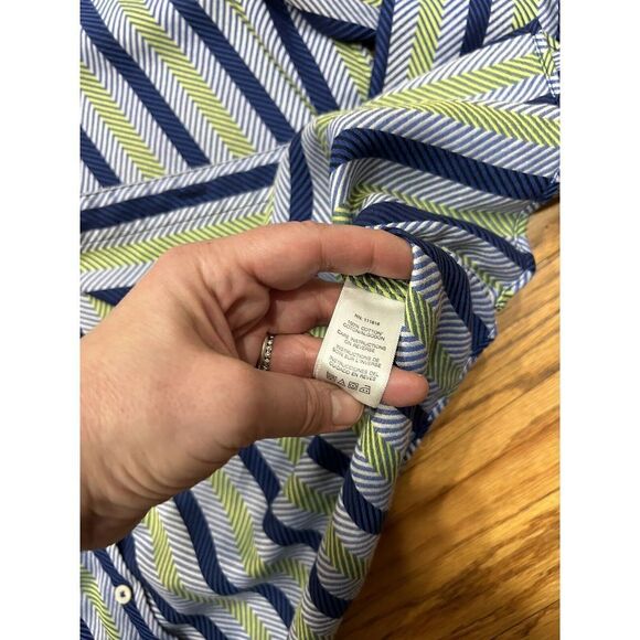 MICHAEL KORS Men’s BLUE CHEVRON STRIPED Large CASUAL Formal Dress shirt - Picture 6 of 7